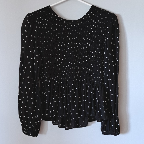 Zara Polka Dot Black and White Blouse - Picture 1 of 6